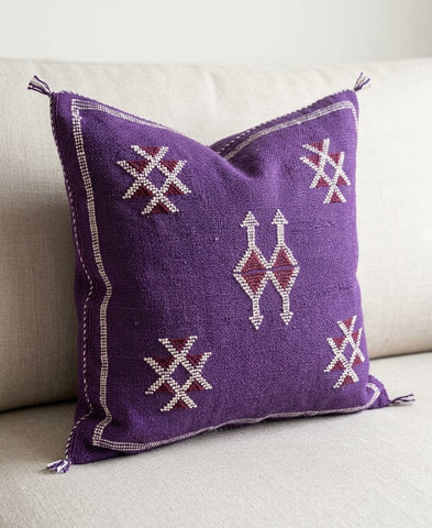 Handmade Moroccan Cushion Cover – Sabra Silk Pillow – Fayrouz - Purple