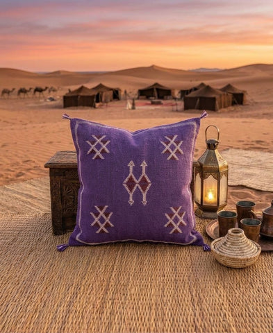 Handmade Moroccan Cushion Cover – Sabra Silk Pillow – Fayrouz - Purple