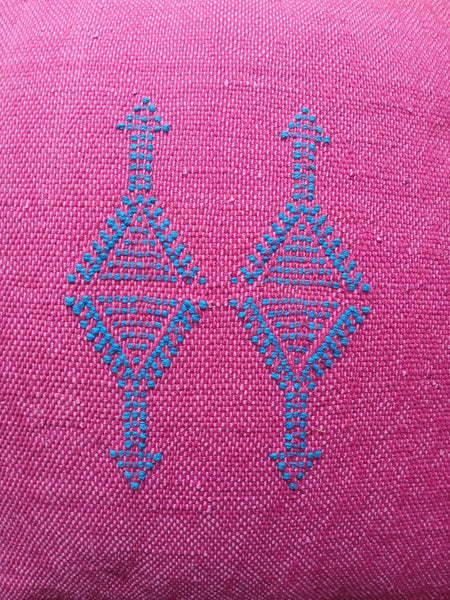 Handmade Moroccan Sabra Cactus Silk Cushion – Pink | Lalla Fatiha