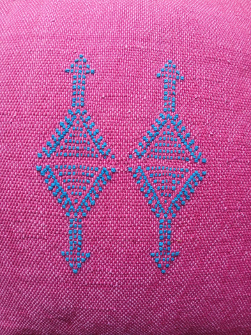 Handmade Moroccan Sabra Cactus Silk Cushion – Pink | Lalla Fatiha