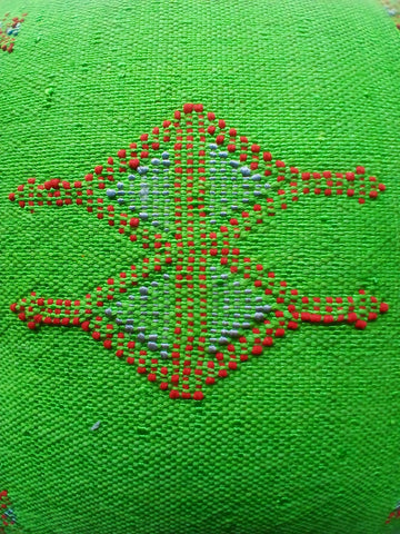 Handmade Moroccan Sabra Cactus Silk Cushion – Green | Lalla Fatiha