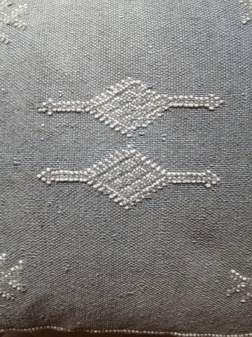 Handmade Moroccan Sabra Cactus Silk Cushion – Grey | Lalla Fatiha