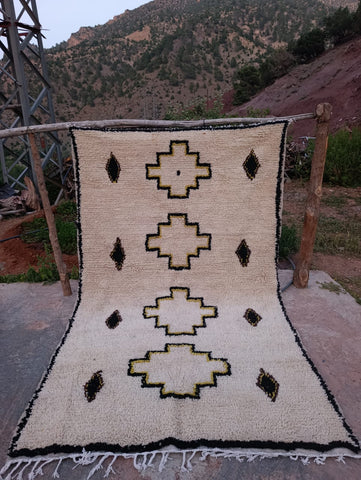 Edge detail showing pile and flat-woven border of the Azilal rug