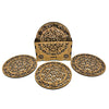 6 Pack Moroccan Carved Coasters with Holder