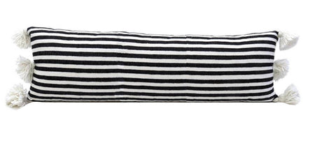 X Large Pom Pom Lumbar Pillow - Zebra Print