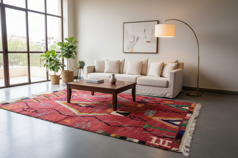 Azilal Rug - Cerise - Red background