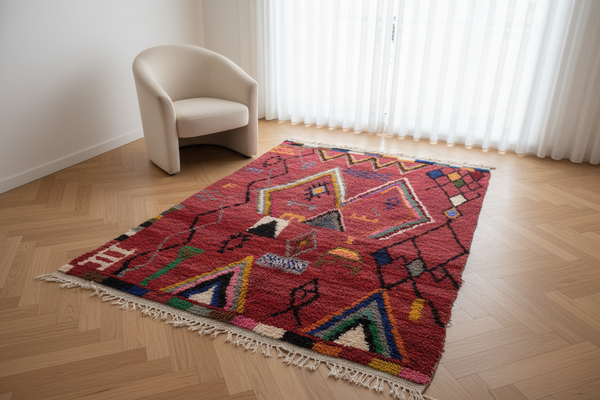 Azilal Rug - Cerise - Red background