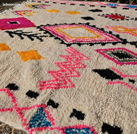 Abrid — The Path | Azilal Rug | Fuchsia, Orange, Teal & Black on Ivory | 250 × 170 cm