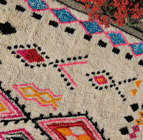 Abrid — The Path | Azilal Rug | Fuchsia, Orange, Teal & Black on Ivory | 250 × 170 cm