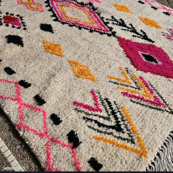 Abrid — The Path | Azilal Rug | Fuchsia, Orange, Teal & Black on Ivory | 250 × 170 cm