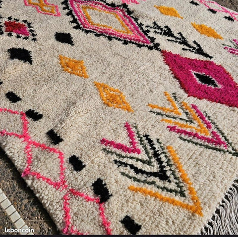 Abrid — The Path | Azilal Rug | Fuchsia, Orange, Teal & Black on Ivory | 250 × 170 cm