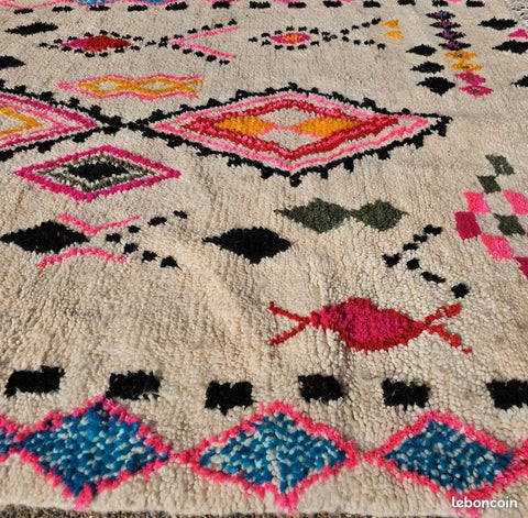Abrid — The Path | Azilal Rug | Fuchsia, Orange, Teal & Black on Ivory | 250 × 170 cm