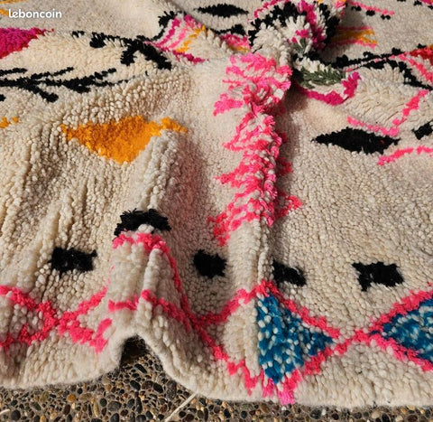 Abrid — The Path | Azilal Rug | Fuchsia, Orange, Teal & Black on Ivory | 250 × 170 cm