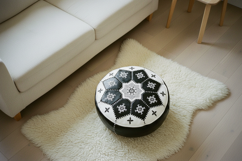 B&W Tile Pouf – Scandi Top Down