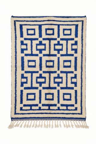 Handwoven Moroccan Wool Rug — Blue Geometric | 200 × 300 cm