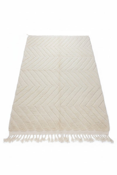 Handwoven Moroccan Wool Rug — Ivory Chevron | 200 × 300 cm