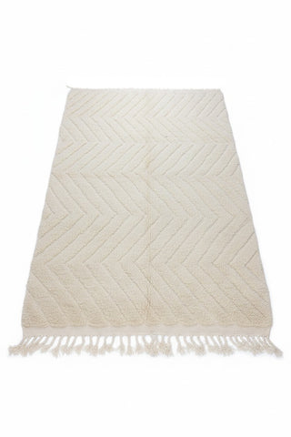 Handwoven Moroccan Wool Rug — Ivory Chevron | 200 × 300 cm