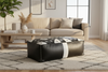 Black and white ottoman in living room