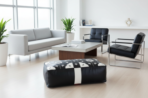 Black and white ottoman in modern office