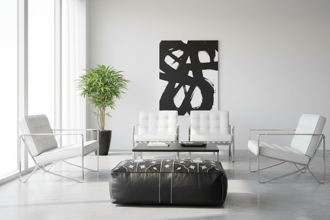 Black and white ottoman in office