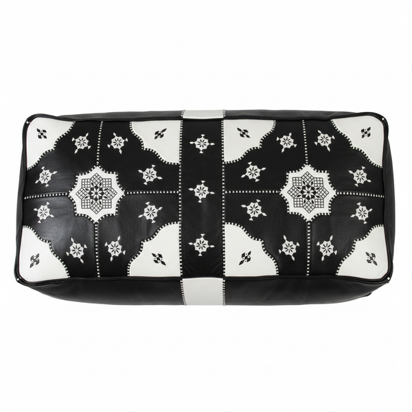 Black and white ottoman top view