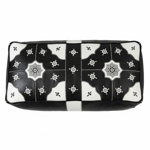 Black and white ottoman top view