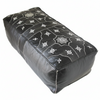 Moroccan Leather Pouf / Ottoman - Rectangular - Tile Design II - Black