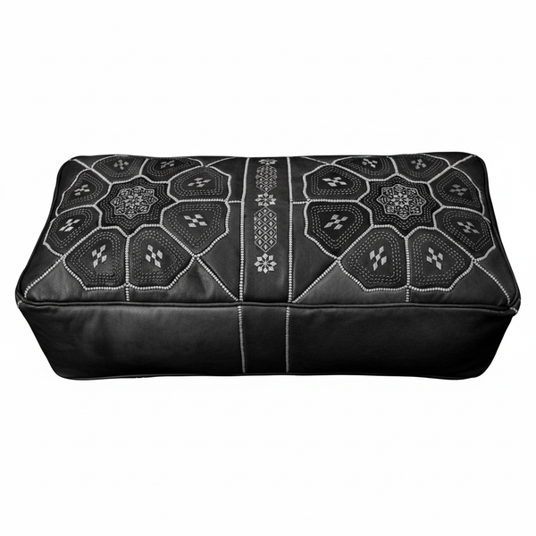 Black rectangular ottoman - clean product shot