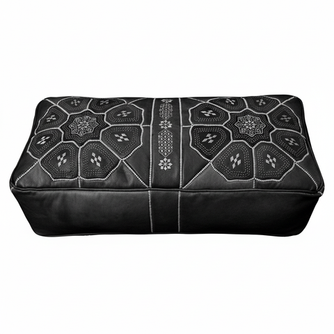 Black rectangular ottoman - clean product shot