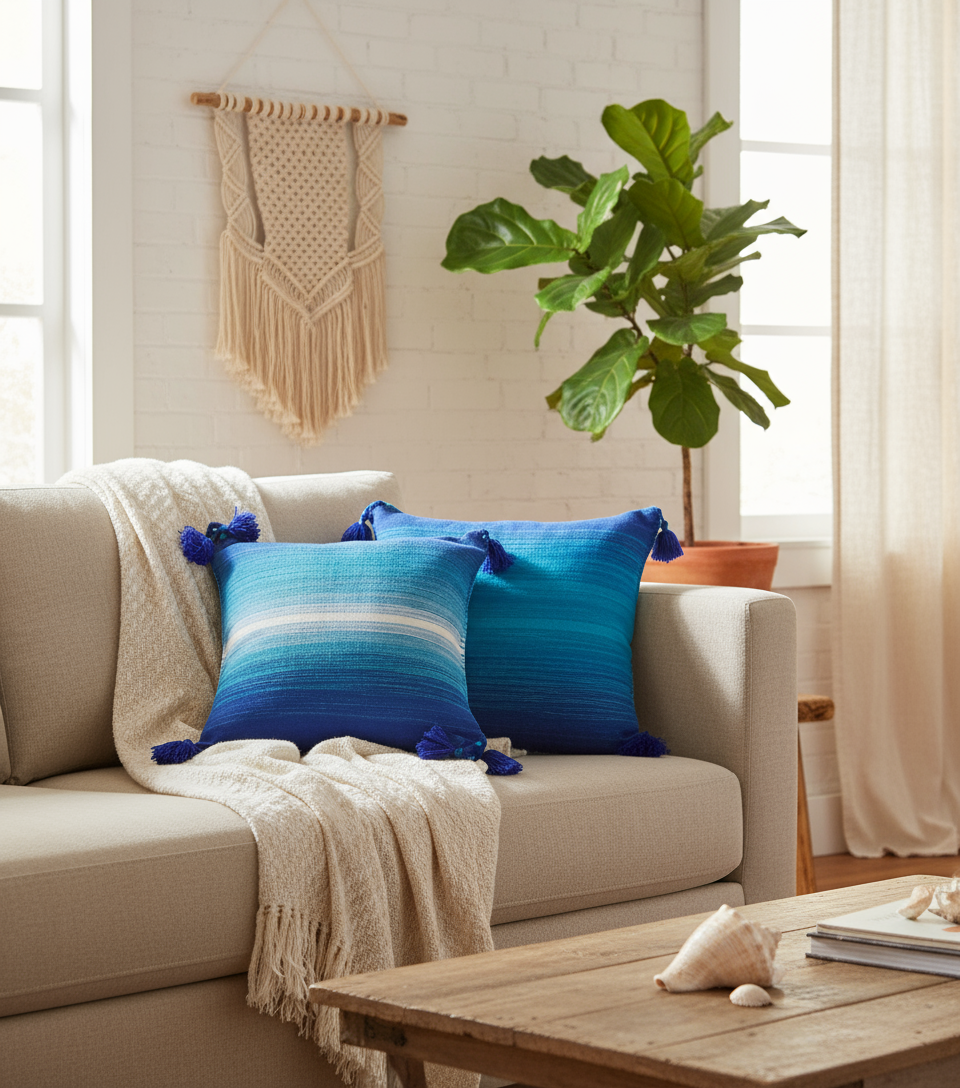 Blue Sky and Ocean Pillows Banner