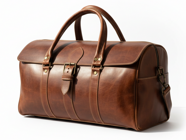 Leather Weekender Duffle Bag - Anfa - Brown