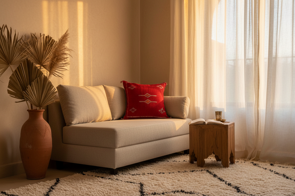 Cerise Red Sabra Silk — Moroccan Reading Nook