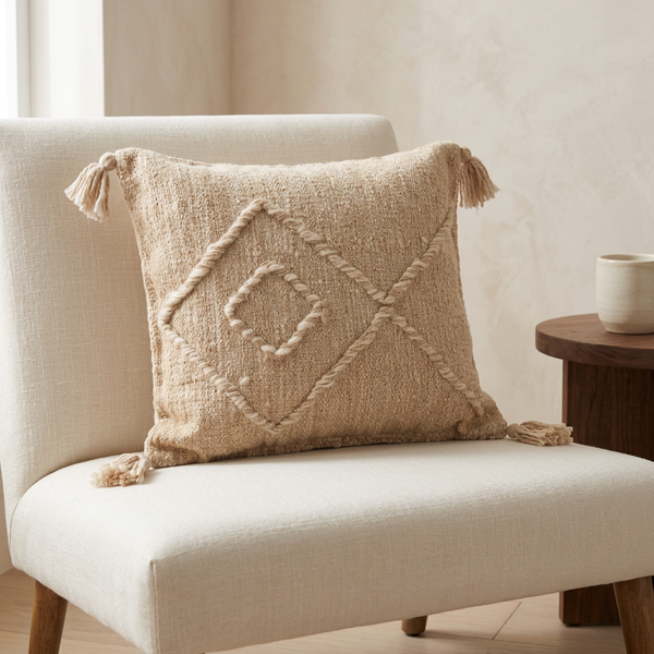 Coussin Zanafi rectangulaire dans un coin lecture Japandi