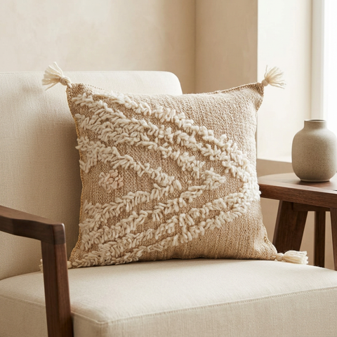 Moroccan Zanafi Rug Pillow / Cushion - Beige - by Itto 002