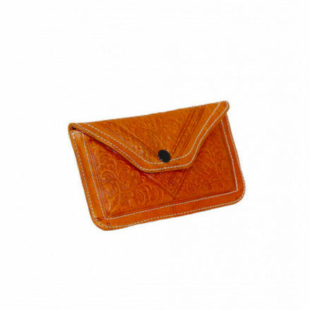 Envelope Leather Purse - Orange - orange leather wallet