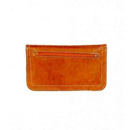 Envelope Leather Purse - Orange - orange leather clutch