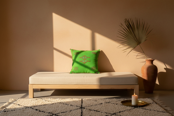 Fayrouz Green Sabra Silk — Moroccan Daybed
