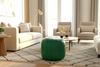 Moroccan Leather Ottoman - Green Tabouret Pouf