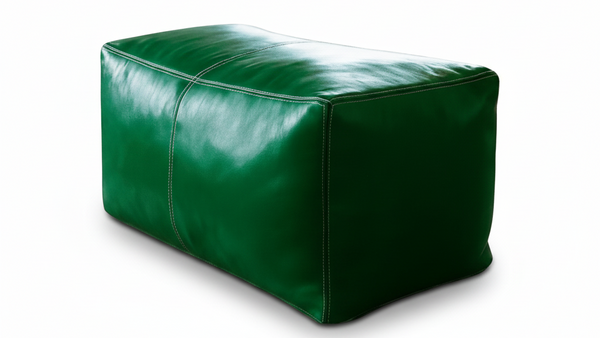 Green Rectangular Ottoman - White Background