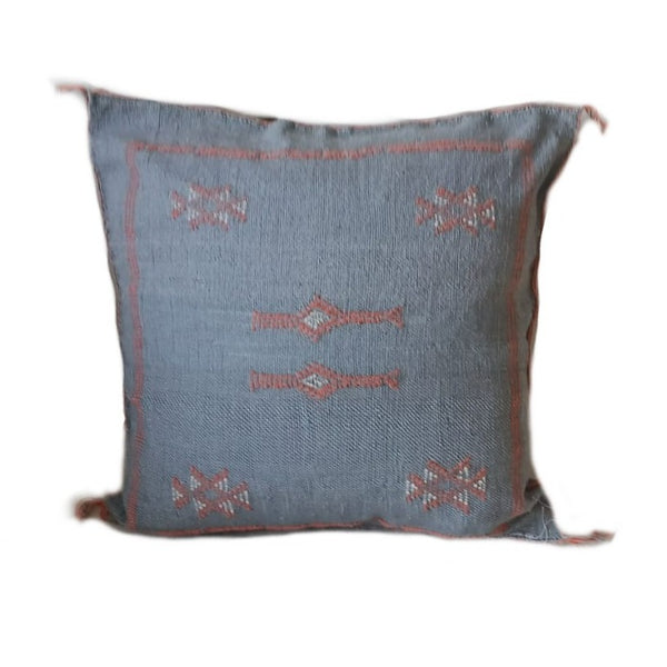 Handmade Moroccan Cushion Cover – Sabra Silk Pillow – Salma - Grey