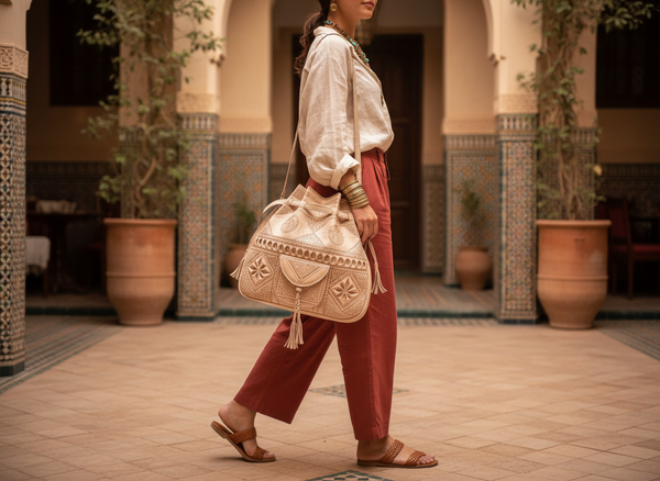 Heritage Tote - Natural - Camel with Faceless Model