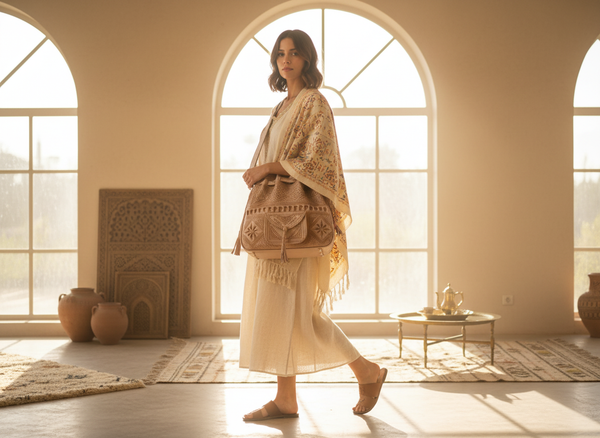 Heritage Tote - Natural - Tiles with Model