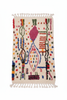 Handwoven Moroccan Azilal rug — ivory ground with multicolour expressionist motifs, 100x150cm