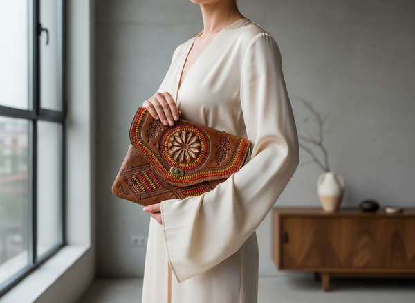 Jeblia Brown Caramel Leather Clutch - Version 3