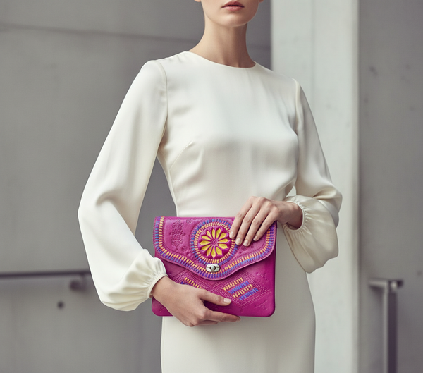 Jeblia Fuchsia Leather Clutch - Slim Profile