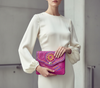 Jeblia Fuchsia Leather Clutch - Slim Profile