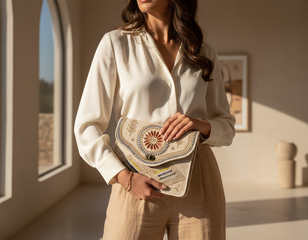 Jeblia Undyed Leather Clutch with Model