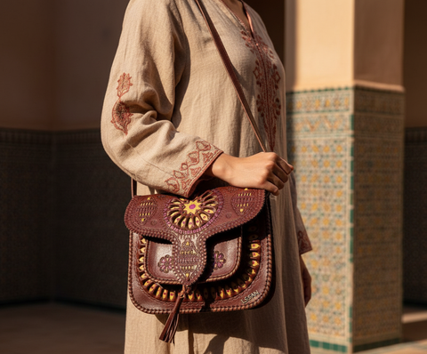 LSSAN Brown Embroidered Handbag - alternate view