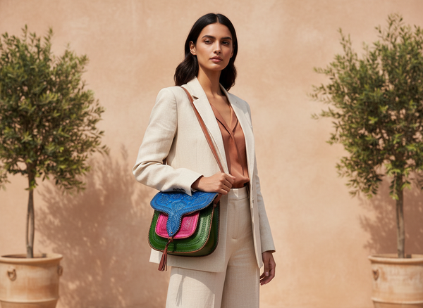 LSSAN Color Block Handbag on Model