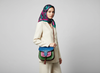LSSAN Color Block Handbag with Headscarfed Model